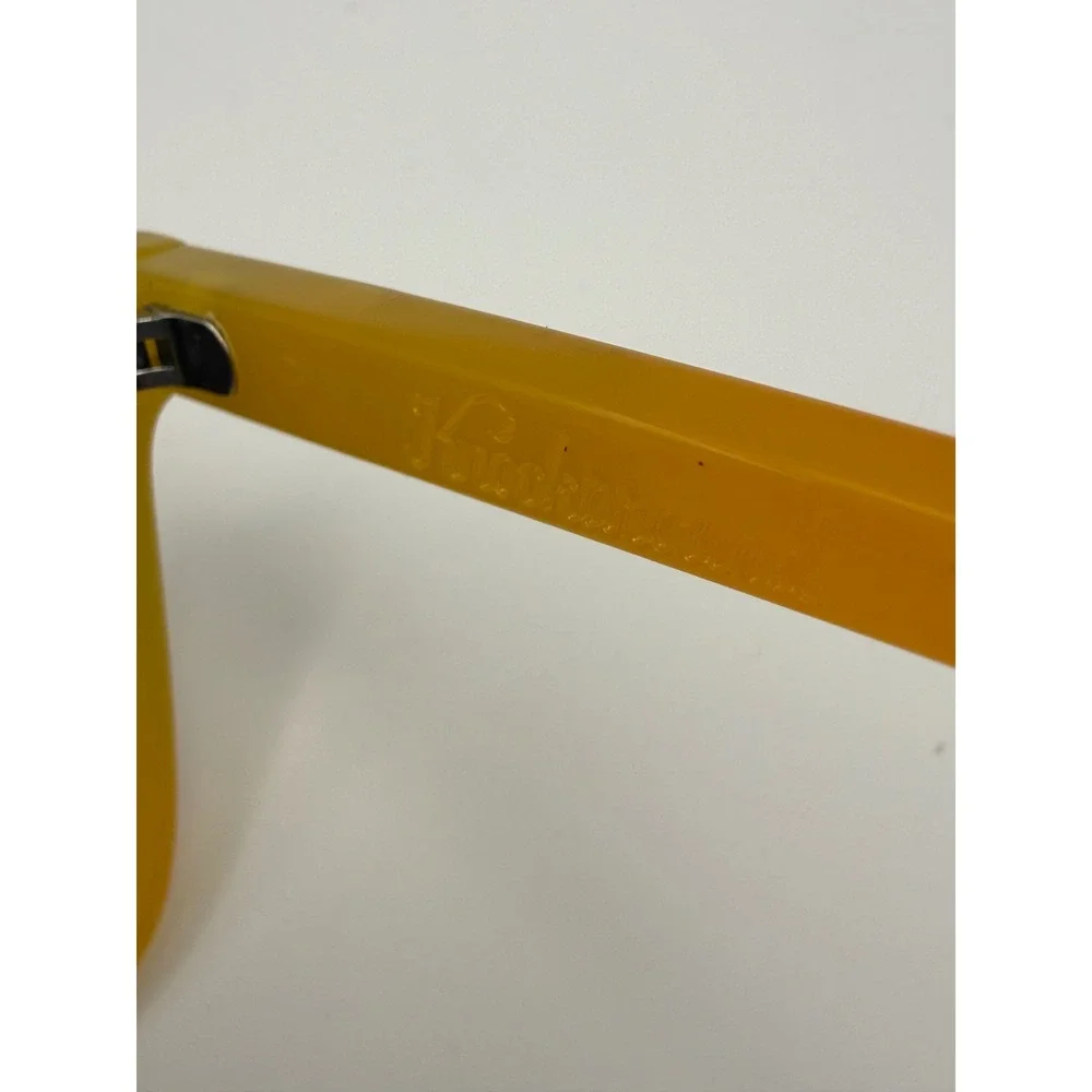 Knockaround Sunglasses Yellow Orange Frame Mirror Lens Logo‎ K on Lens